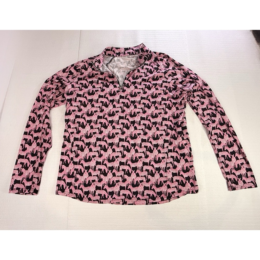 Sport Haley Pink‎ Zebra Print 1/4 Zip Pullover XL Athleisure Activewear Tennis